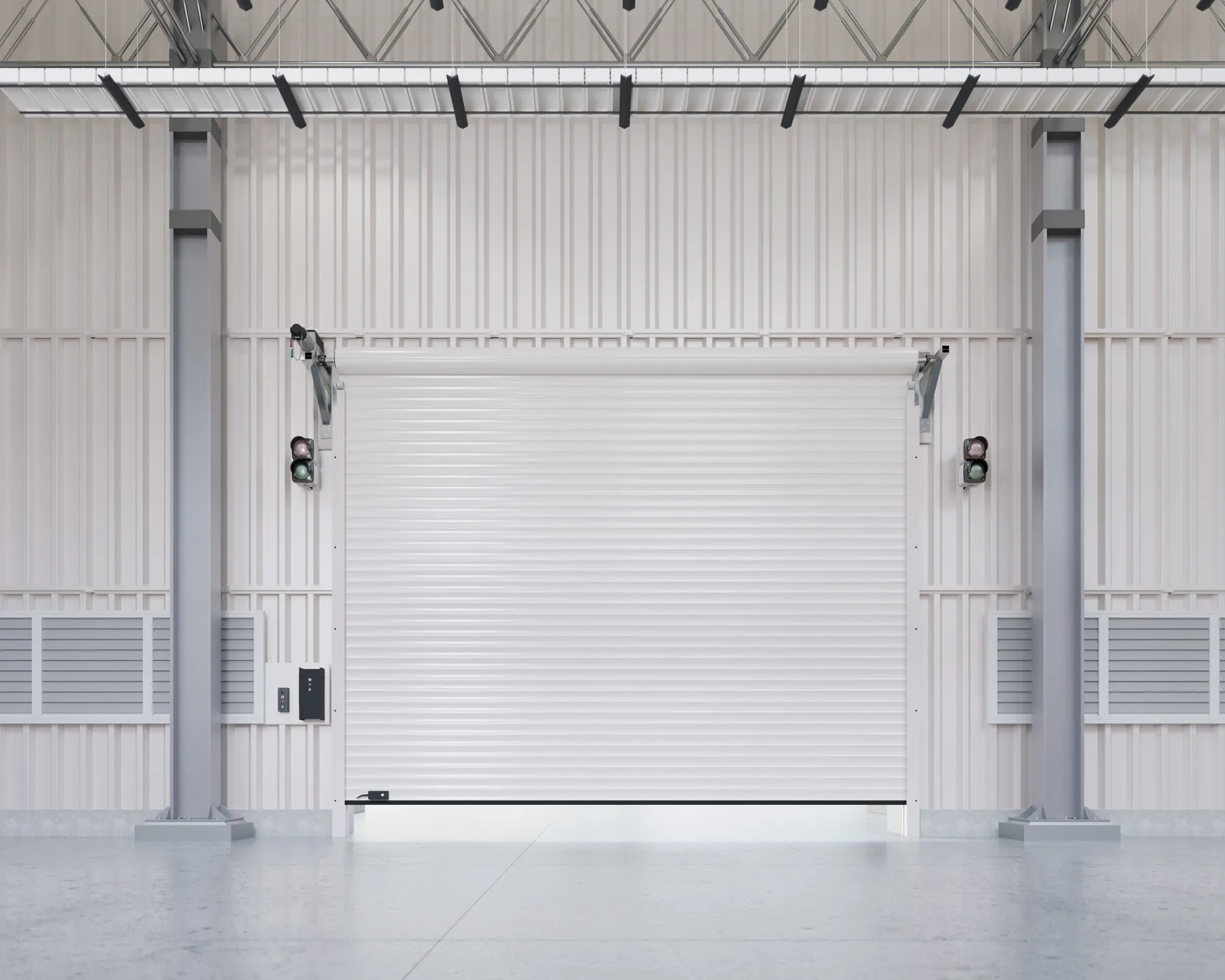 Brama rolowana przemysłowa - widok systemowy