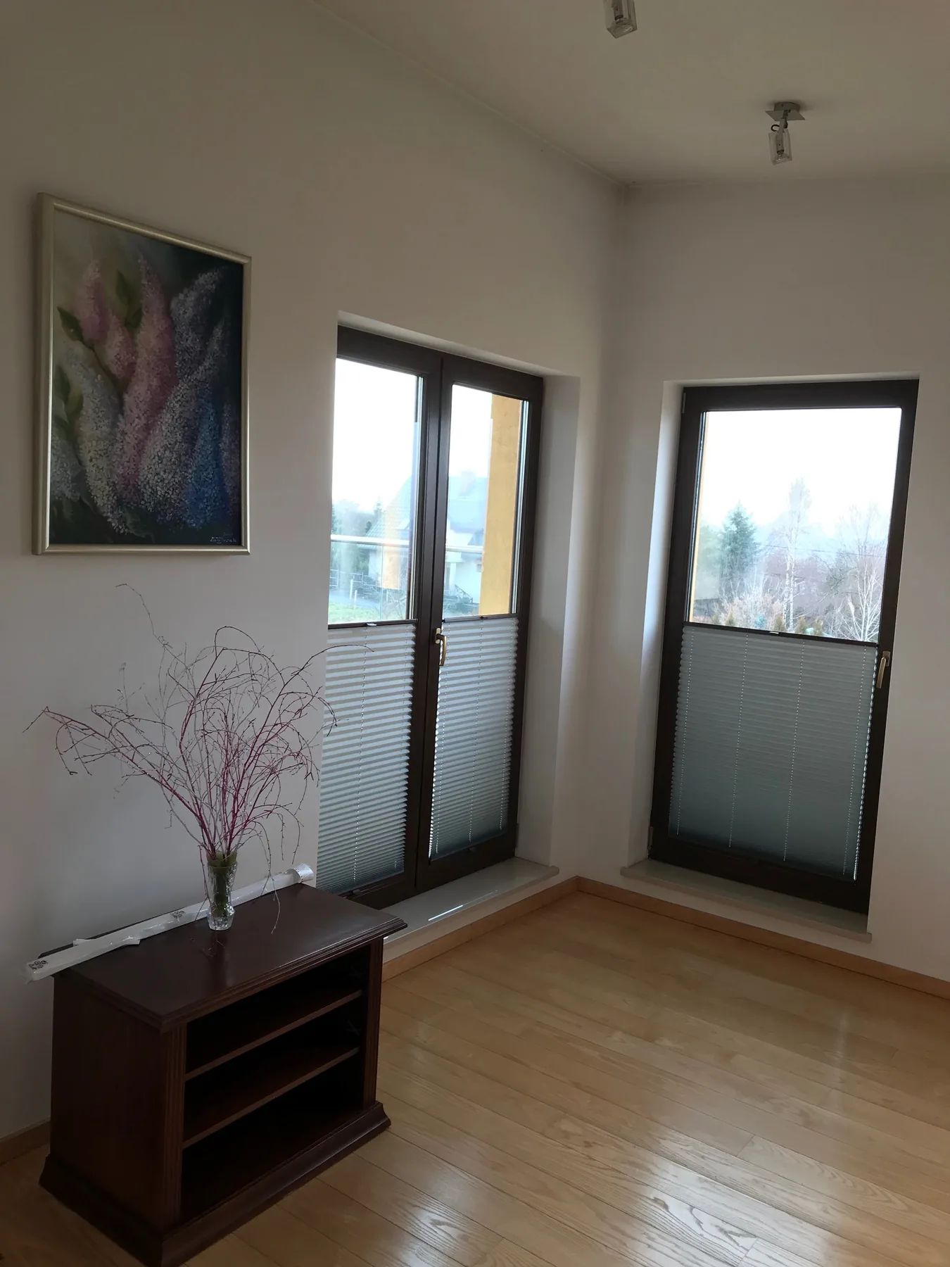 Plisy przy czarnej stolarce w realizacji na Śląsku - widok dodatkowego przeszklenia w tej samej realizacji